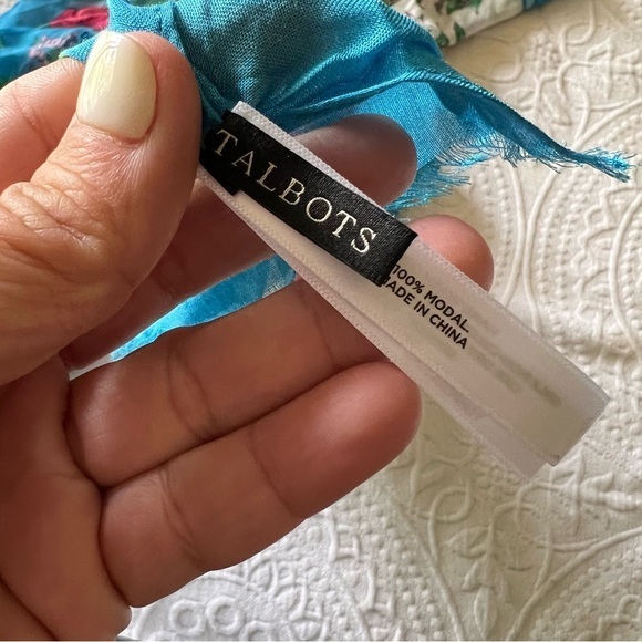 TALBOTS blue floral scarf NEW spring summer scarf oblong pastel‎ blue pink modal - Picture 2 of 7